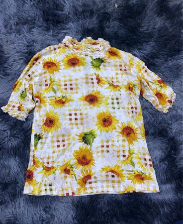 Printed Ruffle Collar Blouse