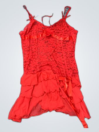 Red Lace Ruffled Dress
