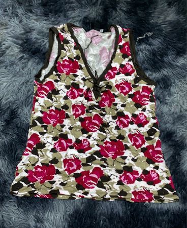 Floral Print Lace-Up Tank Top