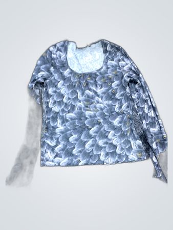 Gray Floral Long-Sleeve Top