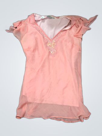 Zara Pink Ruffle Blouse