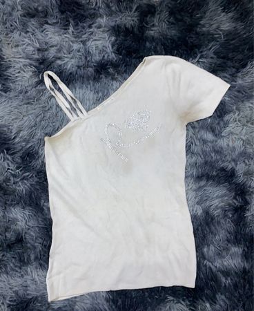 White One-Shoulder Printed Top