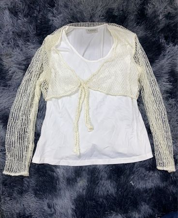 White Mesh Knit Cardigan