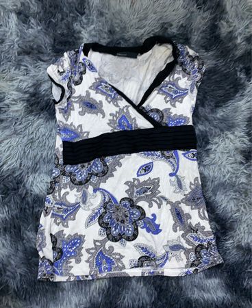 Blouse with Blue Paisley Pattern