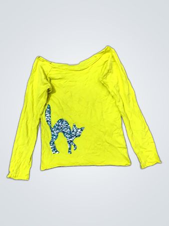 Izzue Off-Shoulder Long Sleeve Graphic Top