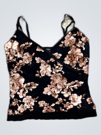 Quiz Black Sequined Floral Camisole