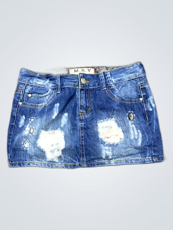 MSY Distressed Denim Mini Skirt