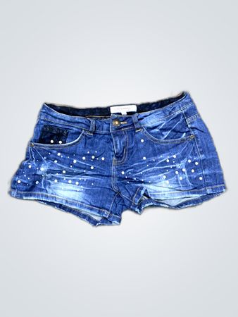 Distressed Studded Denim Shorts