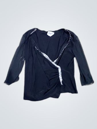 Lafayette Black Sheer Embellished Blouse