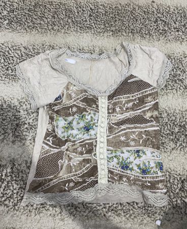 Printed Lace-Up Blouse