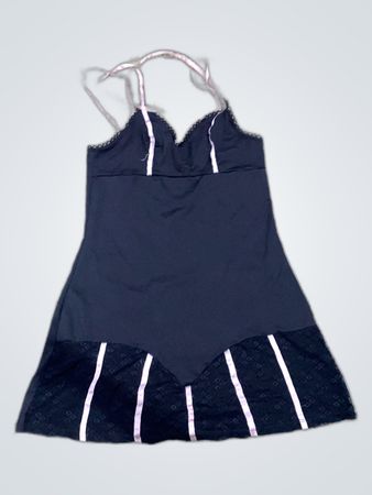 Unbranded Black Lace Mini Dress with Pink Straps