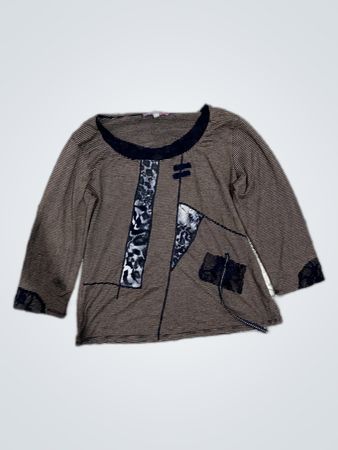 Dries Van Noten Striped Printed Long Sleeve Blouse