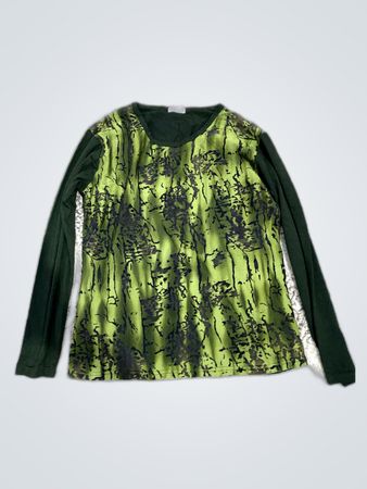 Valentino Green Printed Long-Sleeve Blouse