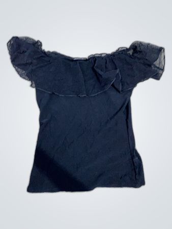Black Ruffle Sleeve Blouse