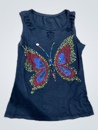 Unbranded Black Graphic Butterfly Tank Top