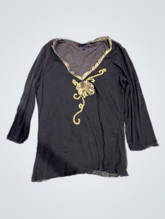 Black Blouse with Gold Embellishment