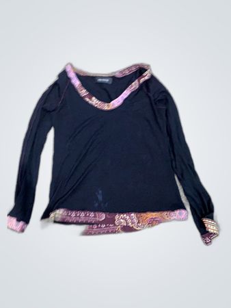 Black Long Sleeve Printed Blouse
