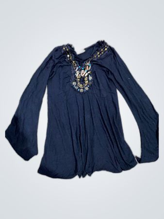 Navy Blue Long-Sleeve Top