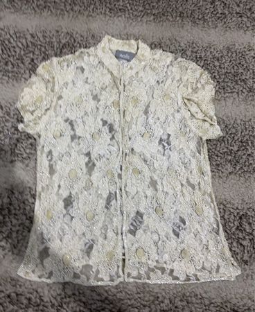 Mango White Lace Sheer Blouse
