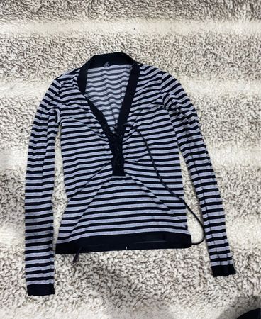 Striped Lace-Up Knit Cardigan