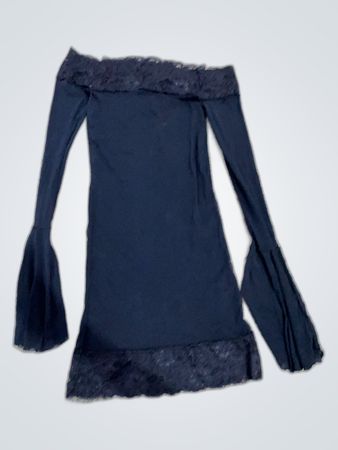 Blue Off-The-Shoulder Long Sleeve Dress