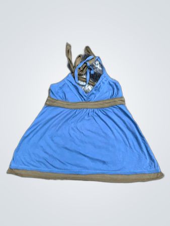Unbranded Blue Cami Top with Brown Trim