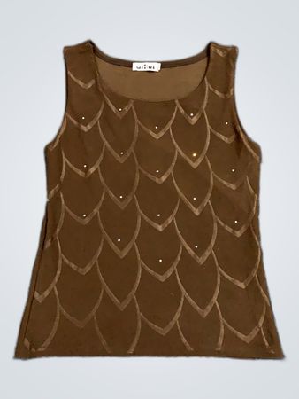 Brown Embellished Tank Top