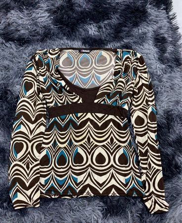 Yendi Paris Printed Long-Sleeve Blouse