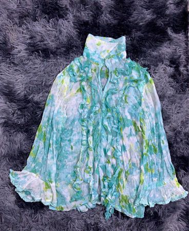 Blue and Green Floral Blouse