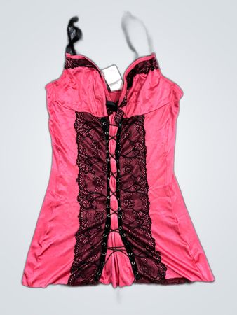 Collectif Pink Lace Trim Satin Camisole