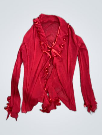 Red Ruffled Long Sleeve Top
