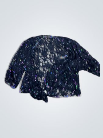 Black Sequined Lace Cardigan