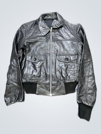 Black Leather Bomber Jacket