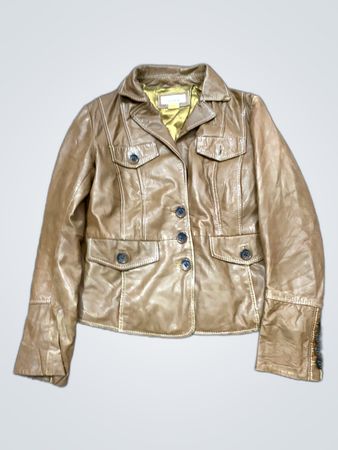 Mango Brown Leather Blazer Jacket