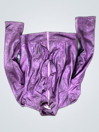 Purple Leather Zip-Up Jacket