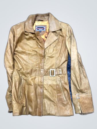 Mango Tan Leather Belted Jacket