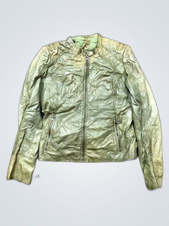 Green Leather Biker Jacket