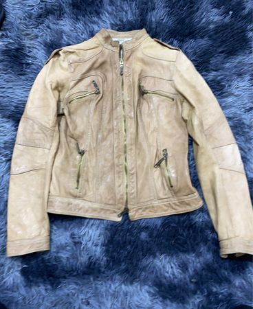 Distressed Leather Biker Jacket