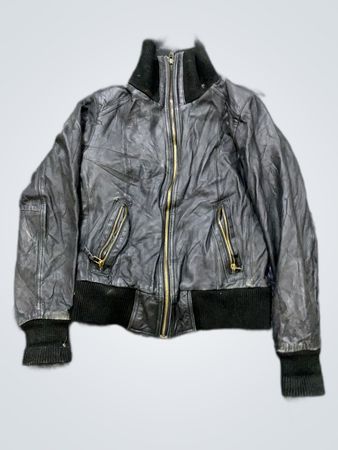 Black Leather Bomber Jacket