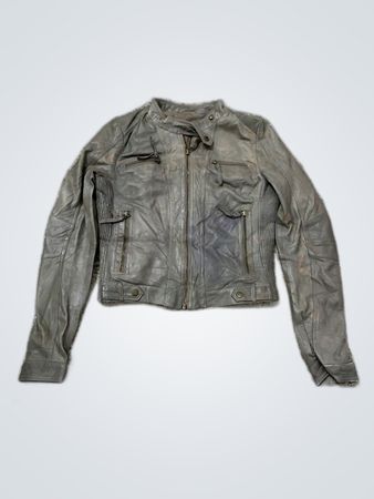 Unbranded Gray Leather Biker Jacket