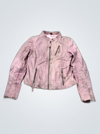Pink Leather Biker Jacket