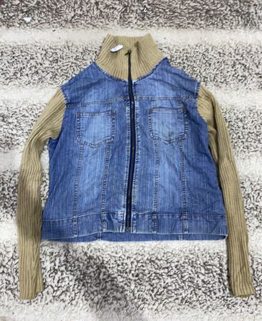 Denim Vest with Beige Sweater