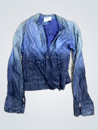 Blue Ombre Leather Jacket
