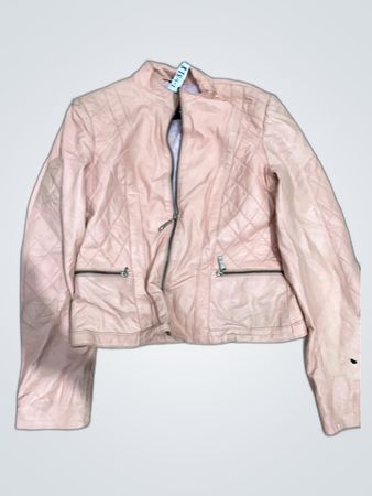 Pink Quilted Leather Jacket