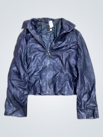 Mango Leather Hooded Jacket