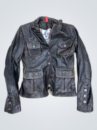 Unbranded Black Leather Blazer Jacket