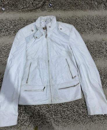 Guess White Leather Jacket