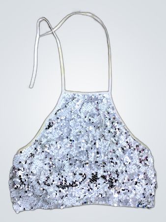 Unbranded Silver Sequined Halter Crop Top
