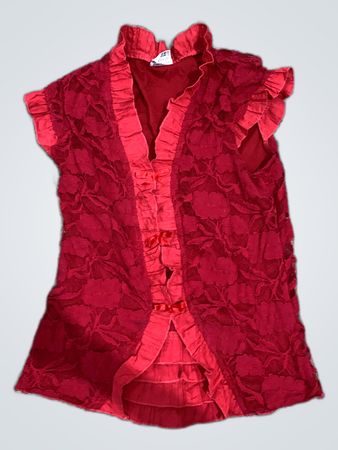 H&M Red Lace Ruffle Blouse