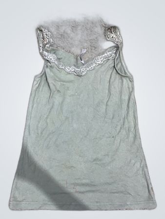 Green Tank Top with Lace Trim